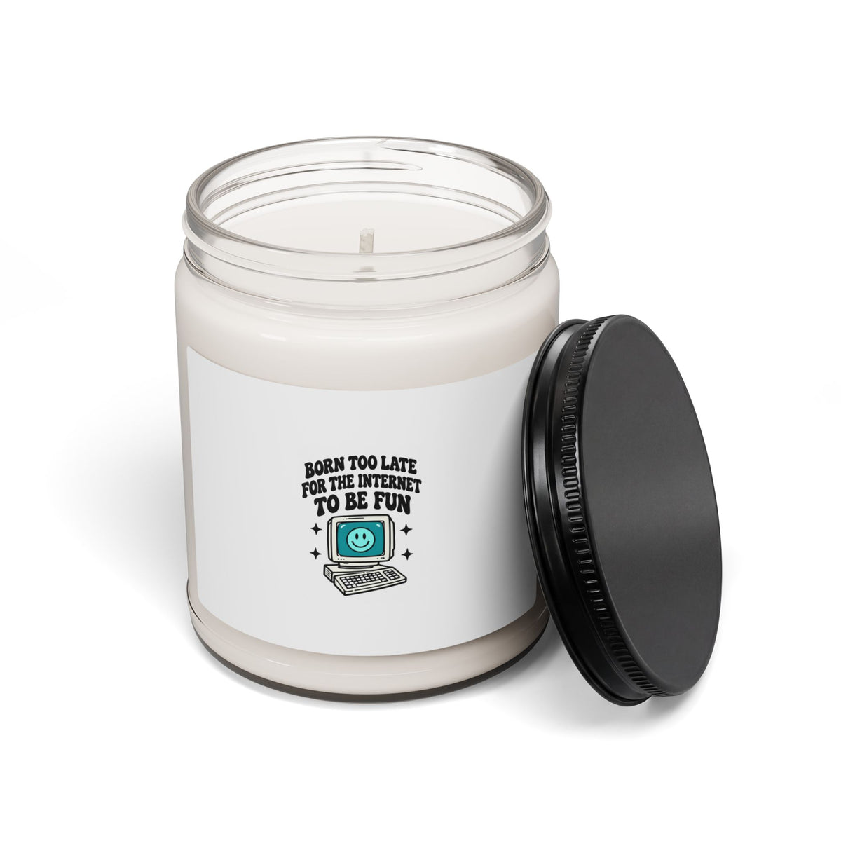 Soy Candle — "Born Too Late for the Internet to Be Fun" Retro Computer Scented Candle (9oz)