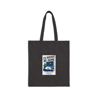 Canvas Tote Bag - "I'd Rather Be Home" Cozy Camper Illustration
