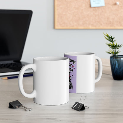 Ceramic Mug — "Romanticizing My Poor Decisions" Cute Raccoon Coffee Mug (11oz/15oz)